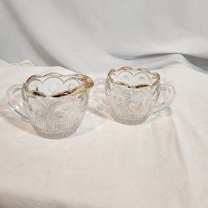 Bartlett Collins Manhattan St. Genevieve Creamer And Sugar Gold Scalloped Rim